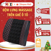 Gối Tựa Lưng Massage Trên Xe Ô Tô Mexi, Xe Hơi Loại Bọc Da Cao Cấp, Đệm Massage Lưng Rung Thư Gian Điện 12V