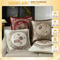 Gối tựa lưng tây âu 45*45 họa tiết thêu hoa nổi bật, Gối vuông Gối tựa lưng theo phong cách Tây Âu