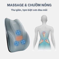 Gối Tựa Lưng Văn Phòng Massage Và Chườm Nóng, Chất Liệu Vải Da Lộn Mềm Mịn, Ruột Cao Su Non Cao Cấp Giúp Chống Đau Lưng