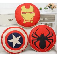 Gối tựa sofa, gối tựa ghế văn phòng, gối decor trang trí hoạ tiết iron man người nhện (gối tròn chưa kèm ruột)