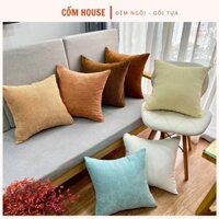 Gối Tựa Sofa Nhung Tăm, Tựa Lưng Trơn Đơn Sắc Êm Dày KT 45x45 Sang Trọng