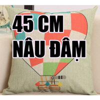 Gối vải bố nâu 45cm in logo theo yêu cầu - Mã sản phẩm: VO-GOI-BO-45N