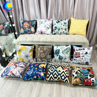 Gối Vuông Tựa Lưng Sofa 45x45cm, Gối Tựa Lưng Văn Phòng Trang Trí Vải Kaki Chống Thấm Nước 2 Lớp Có Khóa Kéo