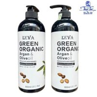 Gội xả siêu mượt phục hồi LEVA Green Organic Argan & Olive oil ( hương nước hoa) 800mlx2 [ New ]LEVA