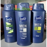 GộI - Xả - Tắm Suave Men 3 IN 1 828ml - Chính Hãng Mỹ