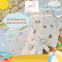 Gối xô Muslin organic, lót gối đầu cho bé sơ sinh, gối cotton thấm hút mồ hôi