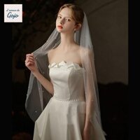 Gojo Trắng Khăn Lau Cô Dâu, Khăn Lau Đám Cưới Châu Âu Một Lớp Thanh Lịch, Đầu Gạc Retro Che Ren Cô Dâu Vải Tulle Veil Đảng