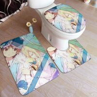 Gokonstor Mashiro Shiina Bathroom Quick Dry Rugs Set 3 Piece Mat Set Bath Rugs Antiskid Pad+ Contour Mat + Toilet Lid Cover