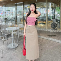 GOLA - Váy DEMI - Chân váy dài kaki thun chữ A