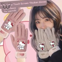 Gold Kawaii Hello Kitty Găng Tay Giữ Nhiệt Màn Hình Cảm Ứng Sanrio KT Cat Ấm Áp Chống Gió Dày Full Ngón Găng Tay Chạy Xe Đạp VN