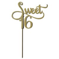 Gold Monogram Sweet 16 Cake Topper 16th Birthday Anniversary Cake Topper For Sweet 16 Party Themes Decoration Supplies