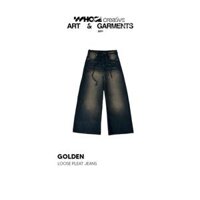 GOLDEN LOOSE PLEAT - Quần jeans ống rộng dây thừng 1512