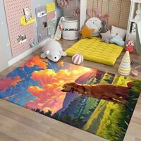 Golden Retriever Thảm In Hình Chó Có Tai Nghe Hoạt Hình Graffiti Phòng Khách Thảm Lối Vào Thảm Có Thể Giặt Thảm