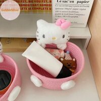 Goldensilver Kawaii Hồng Hello Kitty Hoạt Hình Giỏ Chứa Đồ Dễ Thương Quyến Rũ Mỹ Phẩm Đồ Chơi Hộp Bảo Quản Trang Trí Phòng Ngủ Quà Tặng Sinh Nhật VN