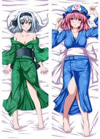 GoLookSky Youmu Konpaku and Yuyuko Saigyouji Touhou Project (62.9in x 19.6in) Peach Skin Japanese Hug Body Pillowcases