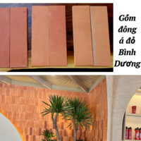 Gốm đông á đỏ Bình Dương - gạch thẻ cổ 65x230x12mm - gạch ốp tường cổ điển - gạch nung trang trí