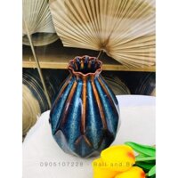 {GỐM SỨ BÁT TRÀNG CAO CẤP, XUẤT KHẨU} Cắm Hoa Trang Trí Bằng Sứ Tráng Men Hỏa Biến  -  Đường kính 12 cm * Cao 19 cm