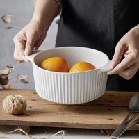 Gốm sứ cụ Double Ear Thang Bowl ăn bát ramen gia đình bát món ăn chậu ins gió cao nhan sắc dao kéo mì ăn liền
