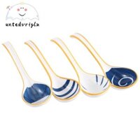 Gốm Sứ Thìa Canh Bộ Thìa Canh Nhật Bản Tay Cầm Dài Thìa Canh Cho Phở Ramen Mì Wonton Bánh Bao Cơm