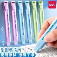 Gôm tẩy đẩy kéo Deli không để lại cặn siêu sạch cho trường tiểu học, loại đặc biệt cho mẫu giáo, không độc hại, có thể kéo và xóa, không dấu vết, bút gôm tẩy hình hoạt hình dễ thương loại đẩy cho lớp một