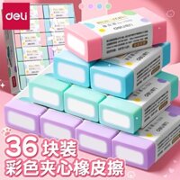 Gôm tẩy màu sắc Deli cho học sinh lớp một, gói tiết kiệm, làm sạch tốt với ít cặn, bền và không để lại dấu vết, gôm tẩy nhỏ an toàn cho trẻ em, không độc hại, hình thức cao cấp, đồ dùng học tập mẫu giáo