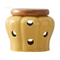 Gốm Tỏi Bảo Quản Lọ Có Nắp Rỗng Openwork Tỏi Gừng Ớt Tiêu Bảo Quản Lọ Nến Chụp Đèn