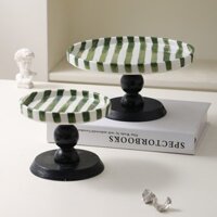 Gốm Trái Cây Đĩa Cao Chân Khay Retro Gỗ Xuất Hiện Trái Cây Ăn Nhẹ Bảo Quản Phòng Khách Bàn Cà Phê Lối Vào Trang Trí Lưu Vực