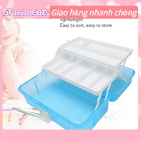 Gonaments Hộp lưu trữ di động 3 lớp đa năng gấp cầm tay trong suốt cho thủ công nghệ thuật và mỹ phẩm