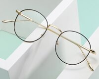 Gọng Cận Nam Nữ Hàn Quốc Mắt Kính Thời Trang Khung Hợp Kim Cao Cấp Tròng 0 Độ Chống Ánh Sáng Xanh VINIEL SK52 - Hàng Chính Hãng - Vàng viền đen