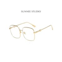 Gọng kính cận, giả cận kim loại cao cấp vuông to mảnh nhẹ, tròng kính chống ánh sáng xanh, Sunnee Studio