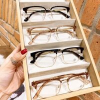 Gọng kính cận giả cận nam nữ gọng kim loại mảnh nhiều màu đẹp sang (Tặng bao da + Khăn lau)