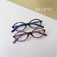 Gọng kính cận IVI dáng oval tròn Bayonetta Miu Miu da beo Y2K tròng uv400