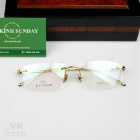 Gọng kính cận khoan Titanium mạ vàng omega TT60