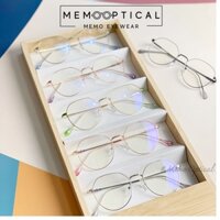 Gọng kính cận kim loại nữ Memo Optical thiết kế dáng tròn thanh mảnh màu sắc thời trang KL195