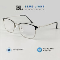 Gọng Kính Cận, Kính Giả Cận Chống UV Dáng Vuông Kim Loại Thanh Mảnh - BLUE LIGHT   - Đen