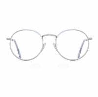 Gọng Kính Cận, Kính Giả Cận Mắt Tròn Unisex Kim Loại  Tặng Phụ Kiện Hộp Đựng, Khăn Lau - Trắng