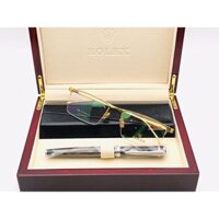 Gọng kính cận mạ vàng 18k Rol.ex thời thượng, kèm bút bi cao cấp, FullBox hãng, thẻ bảo hành, kinhmat88luxury