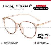 Gọng kính cận mắt tròn thời trang nam nữ Braby Glasses chất liệu nhựa dẻo TR90 đơn giản và trẻ trung sang trọng MK21