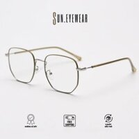 Gọng kính cận mắt tròng to vát cạnh, kính giả cận gọng kim loại bọc nhựa cao cấp - Sun Eyewear