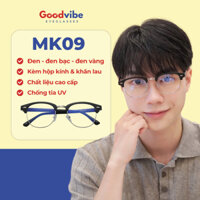Gọng kính cận nam mắt vuông gọng kim loại thời trang cao cấp, phong cách trẻ trung chống tia UV MK09