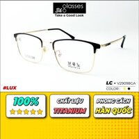 Gọng Kính Cận Nam Nữ, Kính Thời Trang Nam Nữ, Chất Liệu Kim Loại, Gọng Hình Chữ Nhật. Kính Mắt 3H- TITANIUM-5005-GOL