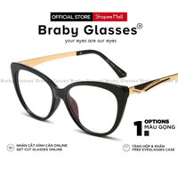 Gọng kính cận nam nữ mắt mèo chống ánh sáng xanh Braby Glasses kiểu dáng mảnh thời trang MK74