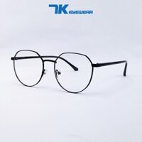 Gọng kính cận nam nữ mắt tròn màu vàng hồng, đen, bạc 7K6611. Tròng giả cận 0 độ chống ánh sáng xanh, tia UV