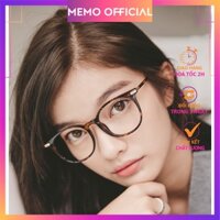 Gọng kính cận nam nữ MEMOOFFICAL mắt tròn đẹp, càng kính lõi kim loại chắc chắn phong cách hàn quốc màu sắc đen, da beo-