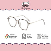 Gọng kính cận nữ mắt lục giác chống ánh sáng xanh càng kim loại bọc nhựa dẻo Nấm Eyewear 85066