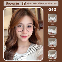 Gọng kính cận nữ mắt tròn chất liệu nhựa phối kim loại thời trang, dễ đeo G10