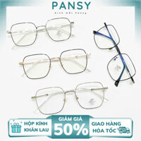 Gọng Kính Cận Nữ Vuông Kim Loại 60008 - Mắt Kính Nữ Thời Trang Nhiều Màu Pansy