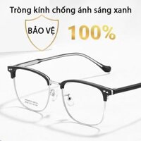 Gọng kính cận nửa viền gọng tròn mắt kính không độ chống tia UV và ánh sáng xanh bảo vệ mắt siêu tốt 537