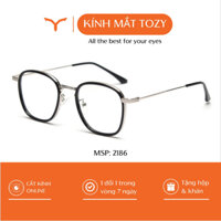 Gọng kính cận thời trang TOZY mắt vuông bo góc nhựa dẻo kết hợp kim loại chống ánh sáng xanh - 2186