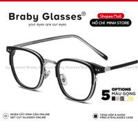 Gọng kính cận tròn kim loại cao cấp thời trang nam nữ Braby Glasses mắt bầu dục độc lạ kiểu dáng trẻ trung MK77